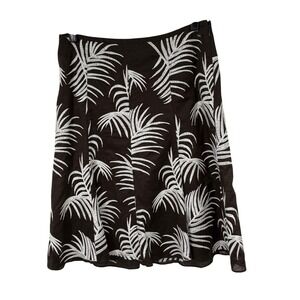 Ann Taylor Skirt Womens Size 8 Brown White Palm Leaf Print A-Line